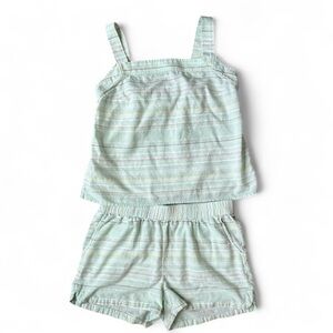 Carve Designs Pastel Mint Striped Cotton Tank and Shorts Set - Size Small